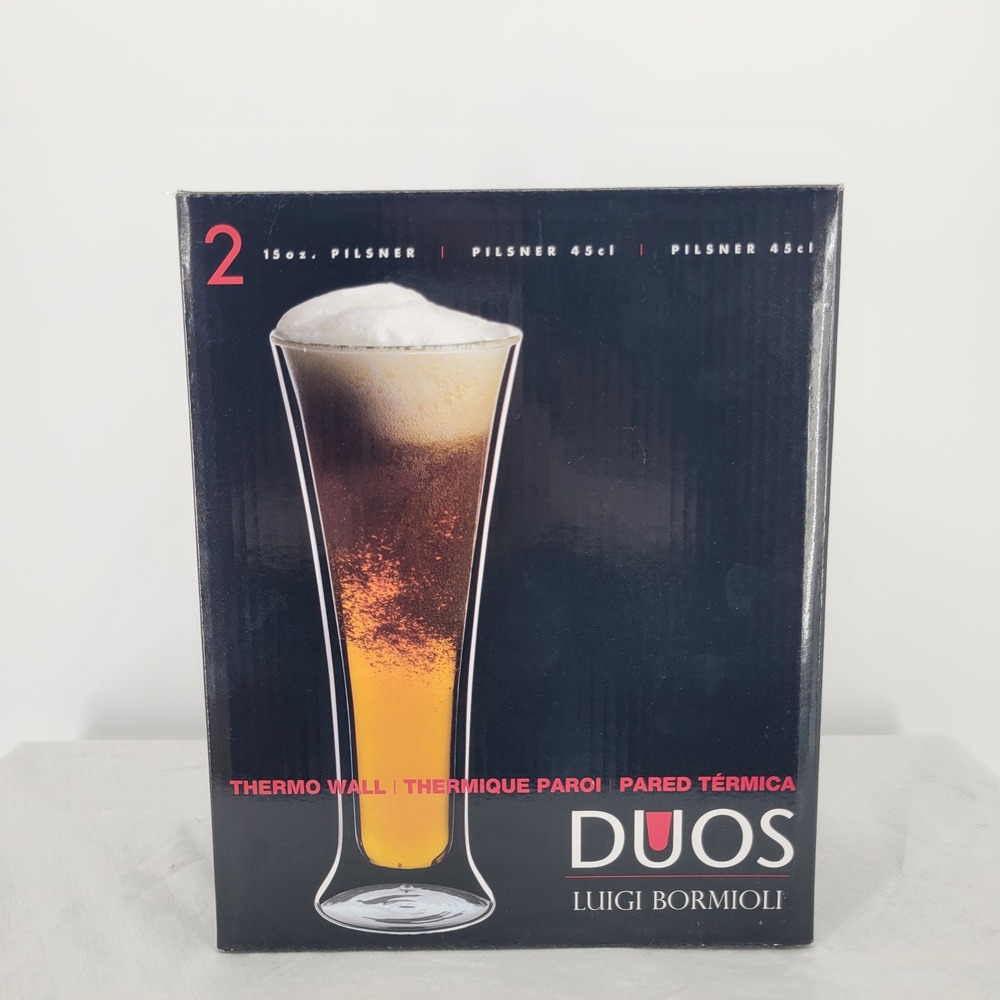Luigi Bormioli Duos Double Wall Pilsner Glasses 15oz Set of 2 Clear Glass